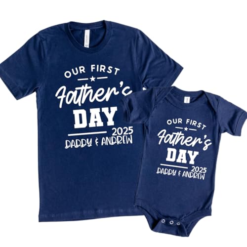 Personalized First Fathers Day Shirts for Dad Baby