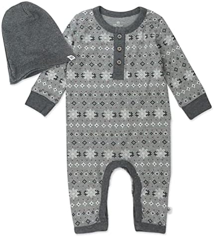 HonestBaby Unisex Baby Coverall Beanie Set