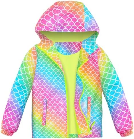 OlyPegic Girls Waterproof Rain Jacket - Cute and Lightweight Windbreaker for Kids