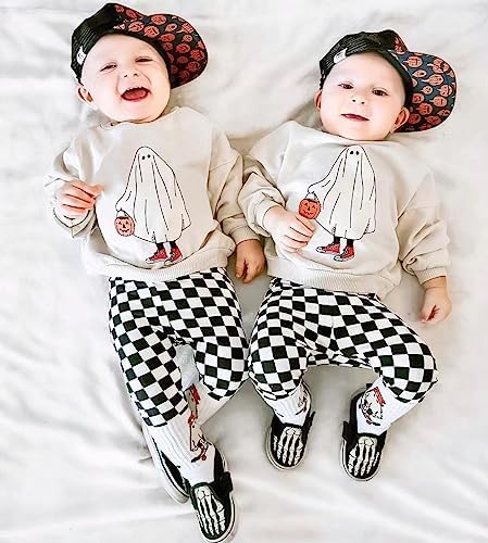 adorable Halloween Toddler Boy Set Free Spirit Pumpkins in Sweats Joggers