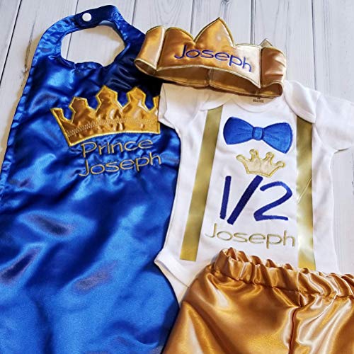 Brilliant Prince Royal Blue Onesie with Crown Hat Shorts 6-24 Months