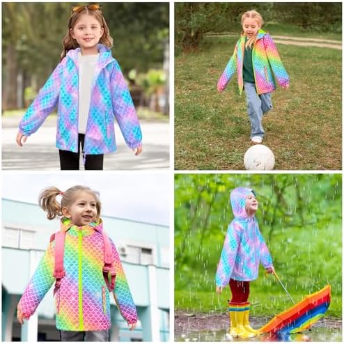 OlyPegic Girls Waterproof Rain Jacket Soft Windproof