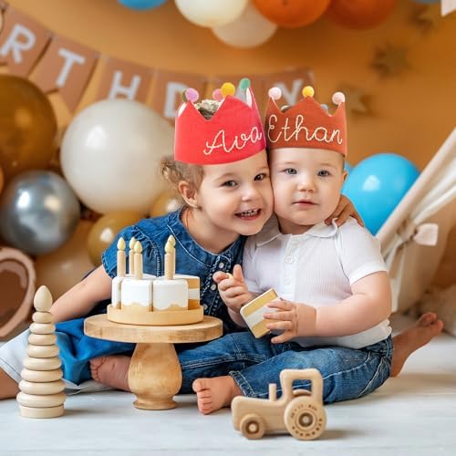 AIKERUBU Personalized 1st Birthday Crown Hat for Kids