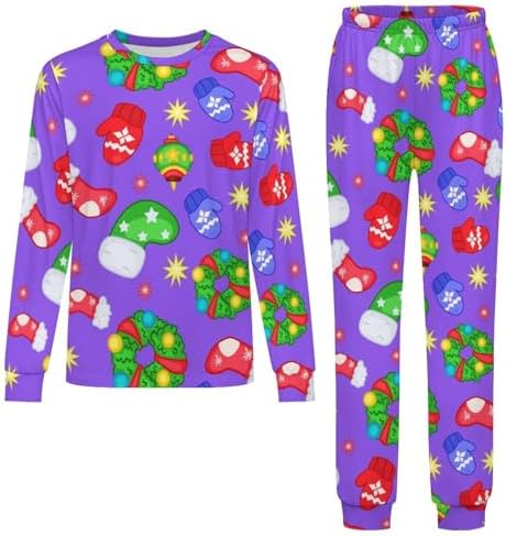 MEIKKO Thermal Underwear - Purple Christmas Snowman Script Alphabet Underwear for Kids