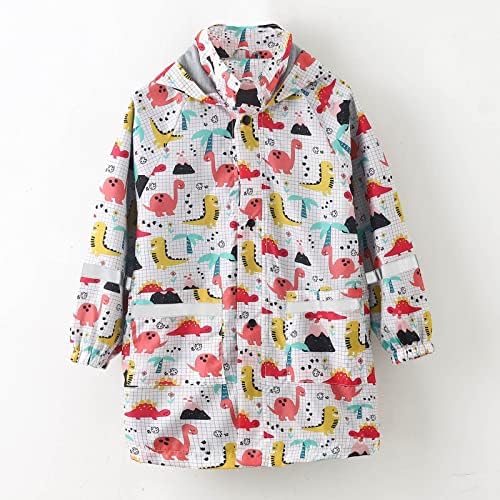 EnJoCho Girls Fall-Proof Water-Resistant Hooded Rain Jacket Cartoon Print