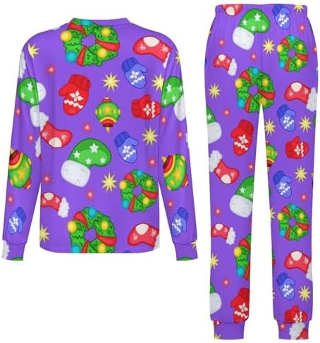 MEIKKO Thermal Underwear - Purple Christmas Snowman Script Alphabet Underwear for Kids