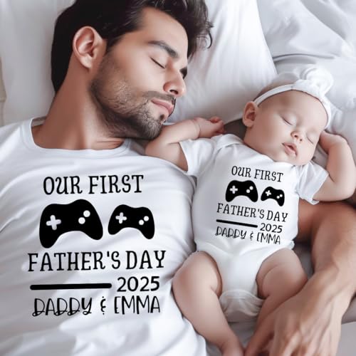 First Fathers Day Matching Shirts for Dad and Baby