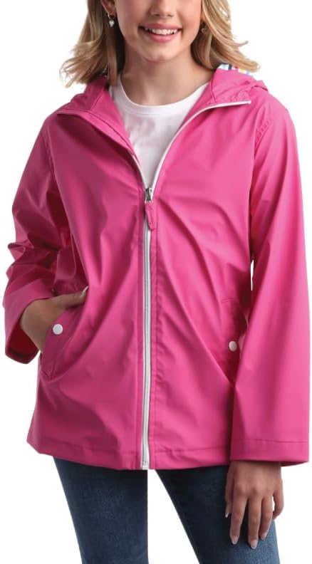 Zip-up rain jacket for girls waterproof HDPE lightweight stylish jacket