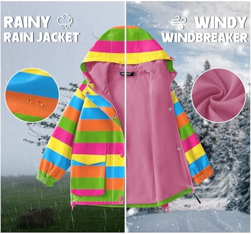 Avoogue Toddler Rain Jacket for Boys Girls - Waterproof Windproof