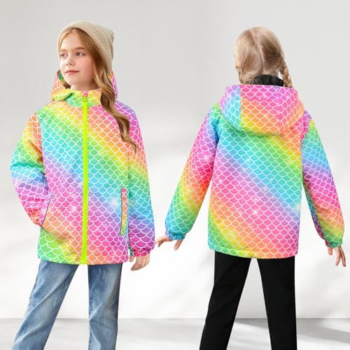 OlyPegic Girls Waterproof Rain Jacket - Cute and Lightweight Windbreaker for Kids