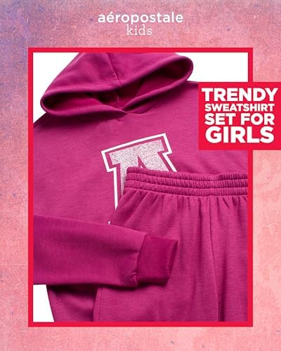 AEROPOSTALE Girls Active Tracksuit Set - Cozy Fleece Pullover Hoodie Jogger Pants