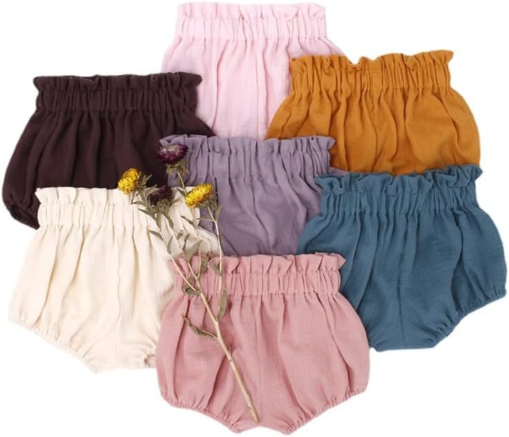 Ruffle Cotton Gauze Lock-In Harem Shorts for Baby Girls