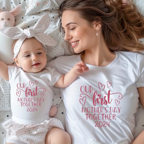 Celebrate Mothers Day Matching Bodysuits for Mom Baby