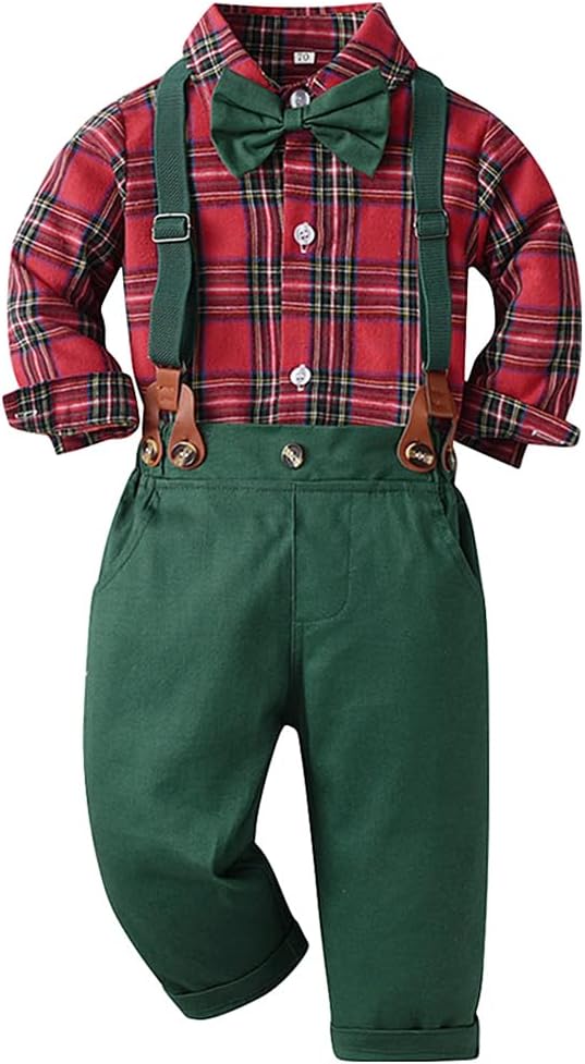 Christmas Baby Plaid Outfit Set