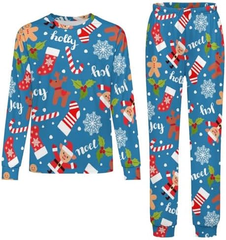 Merry Christmas ChristmasPjs Thermal Underwear for Kids Unisex Reversible ChristmasGingerbread Man Pajamas