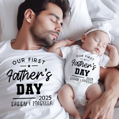 Personalized First Fathers Day Shirts for Dad Baby