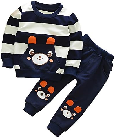 Winter Bear Striped Outfit Set for Babies Kids