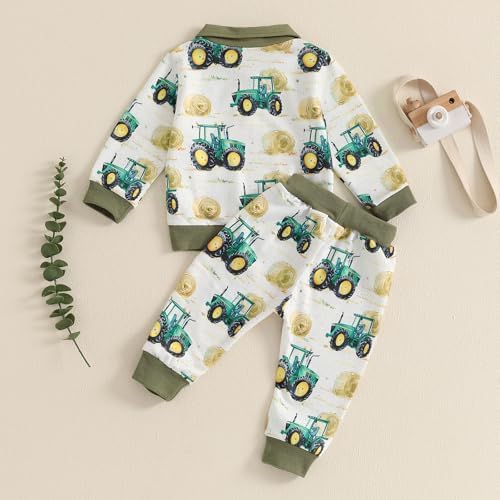 Toddlers Boys Tractor Print Pants Set
