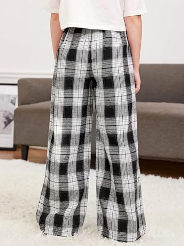 Girls Plaid Wide Leg Trendy Sweatpants