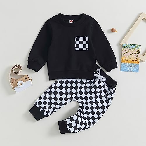 Block Check Plaid Baby Fall Winter Outfit Set