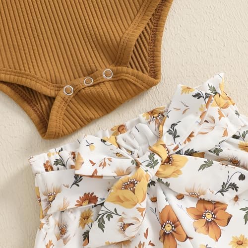 Brvxia Baby Girl Ruffled Romper with Daisy Print - Soft Adjustable Fall Winter Spring