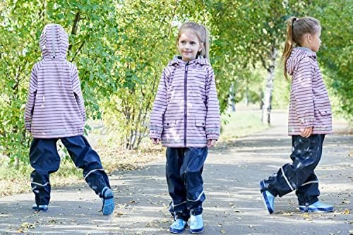 Hiheart Boys Girls Hooded Stripes Pattern Raincoat