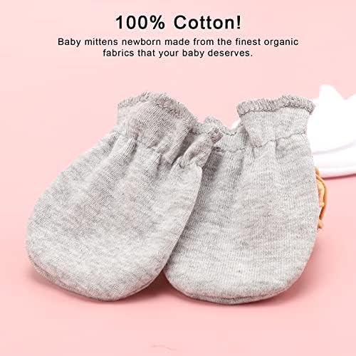 AQOKKA No Scratch Elastic Wrist Gloves for Newborns