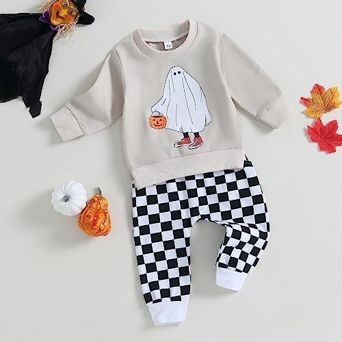 adorable Halloween Toddler Boy Set Free Spirit Pumpkins in Sweats Joggers