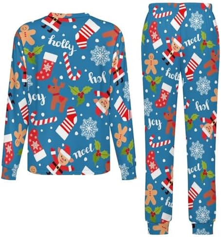 Merry Christmas ChristmasPjs Thermal Underwear for Kids Unisex Reversible ChristmasGingerbread Man Pajamas