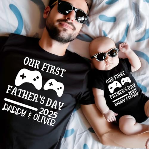 First Fathers Day Matching Shirts for Dad and Baby
