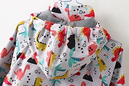 EnJoCho Girls Fall-Proof Water-Resistant Hooded Rain Jacket Cartoon Print
