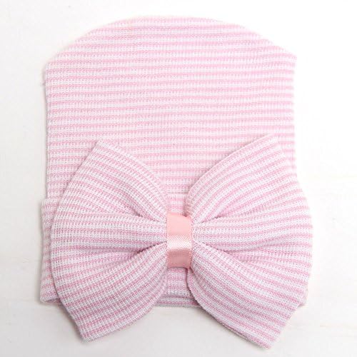 DRESHOW BQUBO 4-Pack Newborn Baby Beanie with Big Bow