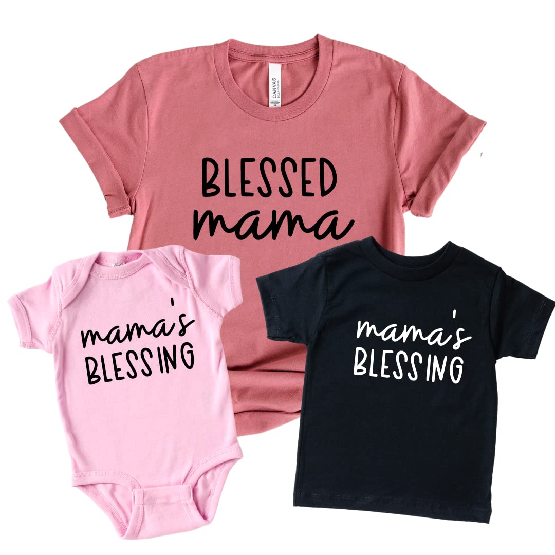 Handmade Blessed Mama Baby Matching Outfits for Mom and Child