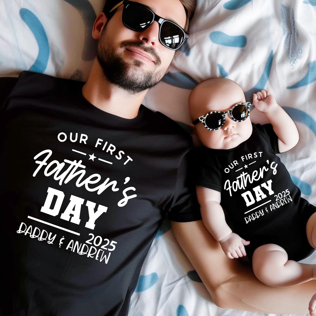 Personalized First Fathers Day Shirts for Dad Baby