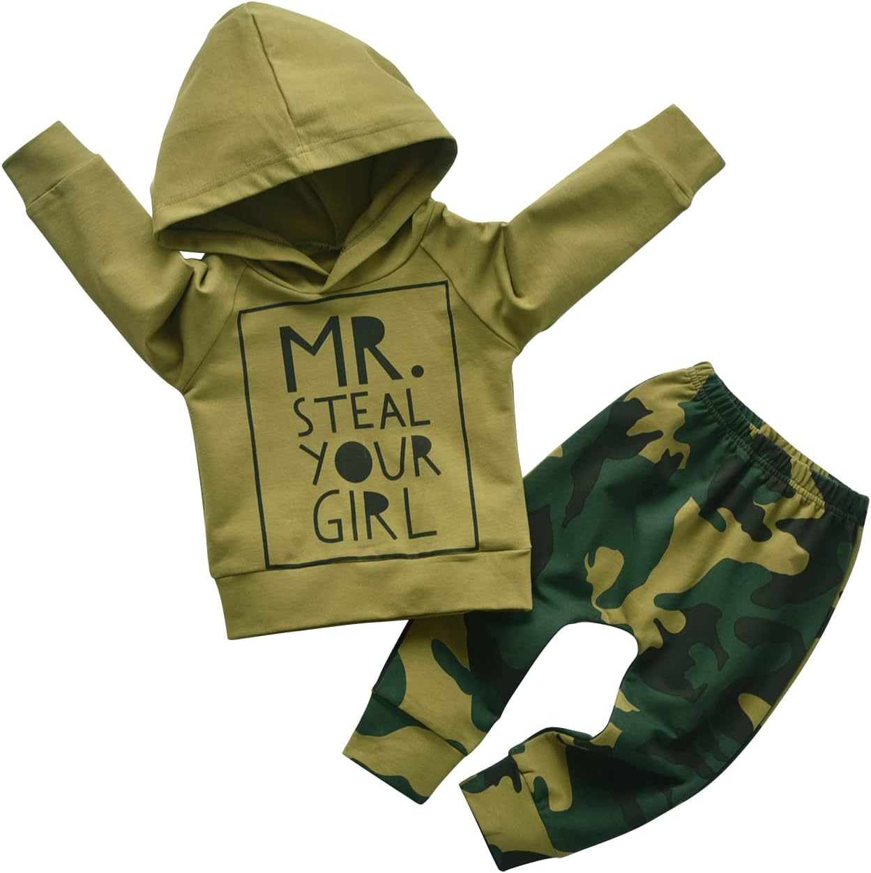 Eghunooy Toddler Infant Boy Outfit Set Long Sleeve Hoodie Pants