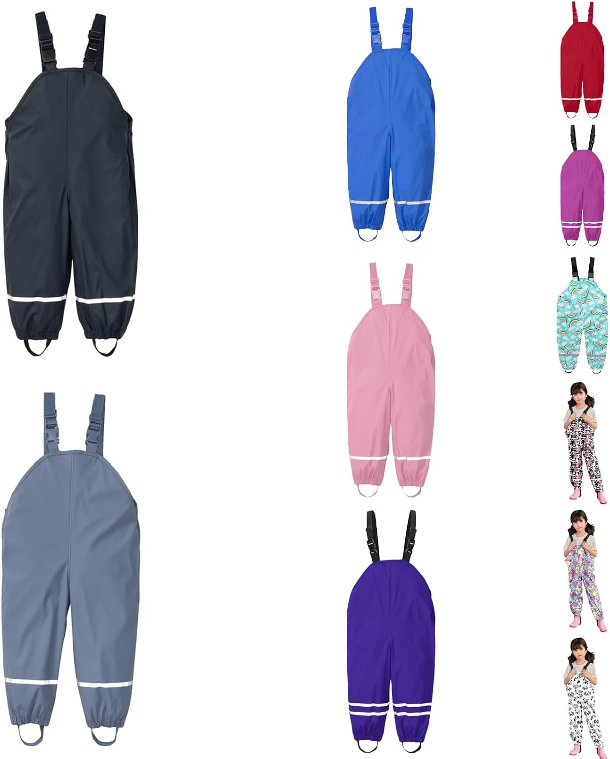 Casual Toddler Rain Pants Water-Proof Outdoor Jumpsuit