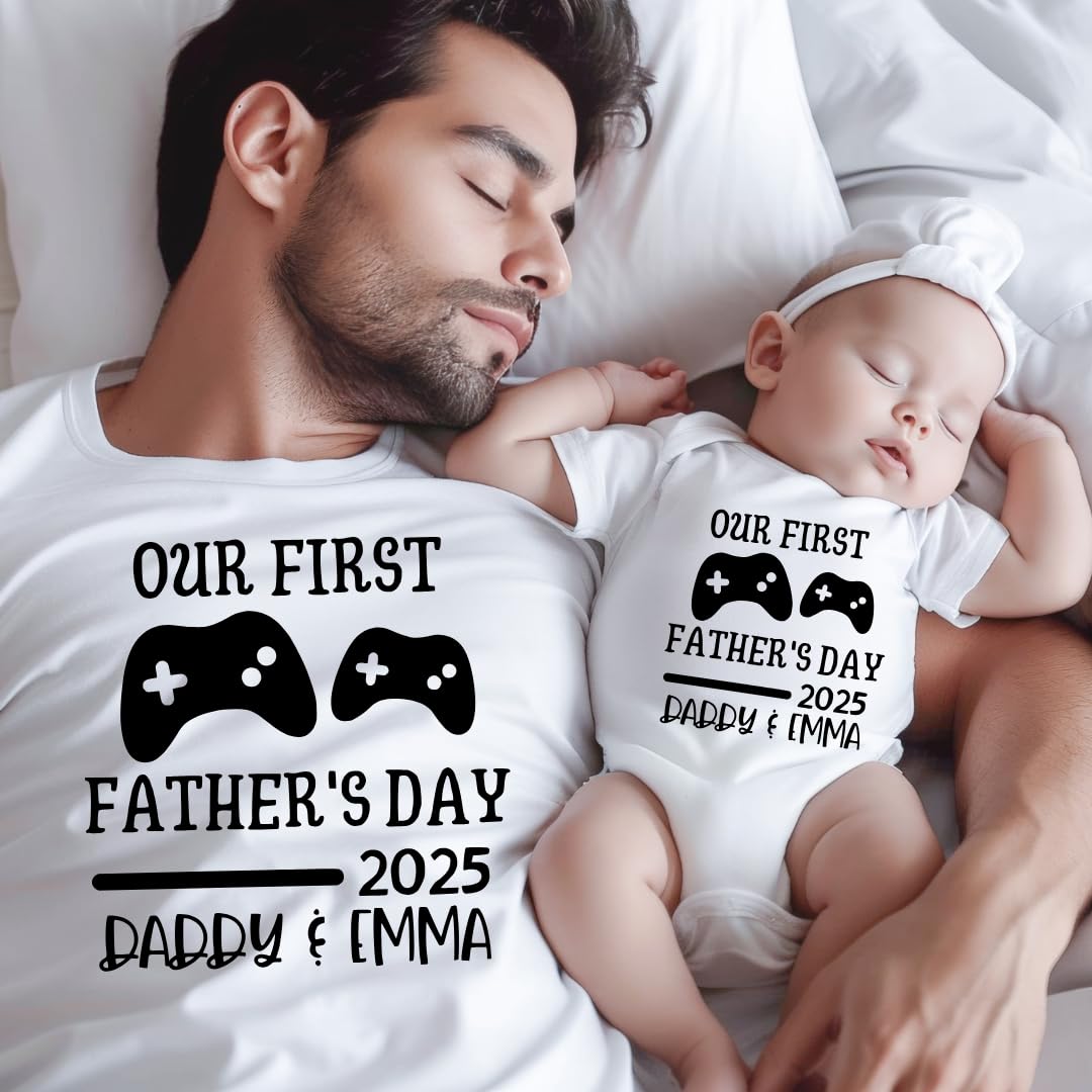 First Fathers Day Matching Shirts for Dad and Baby
