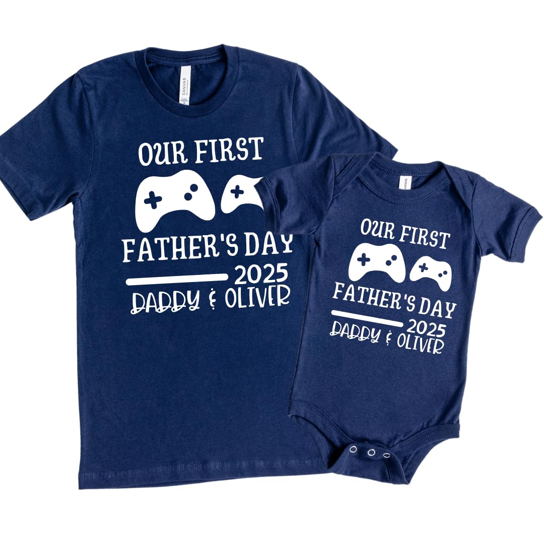 First Fathers Day Matching Shirts for Dad and Baby