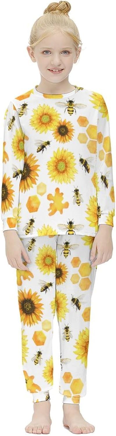 Lemon Branch Flowers Thermal Underwear for Girls