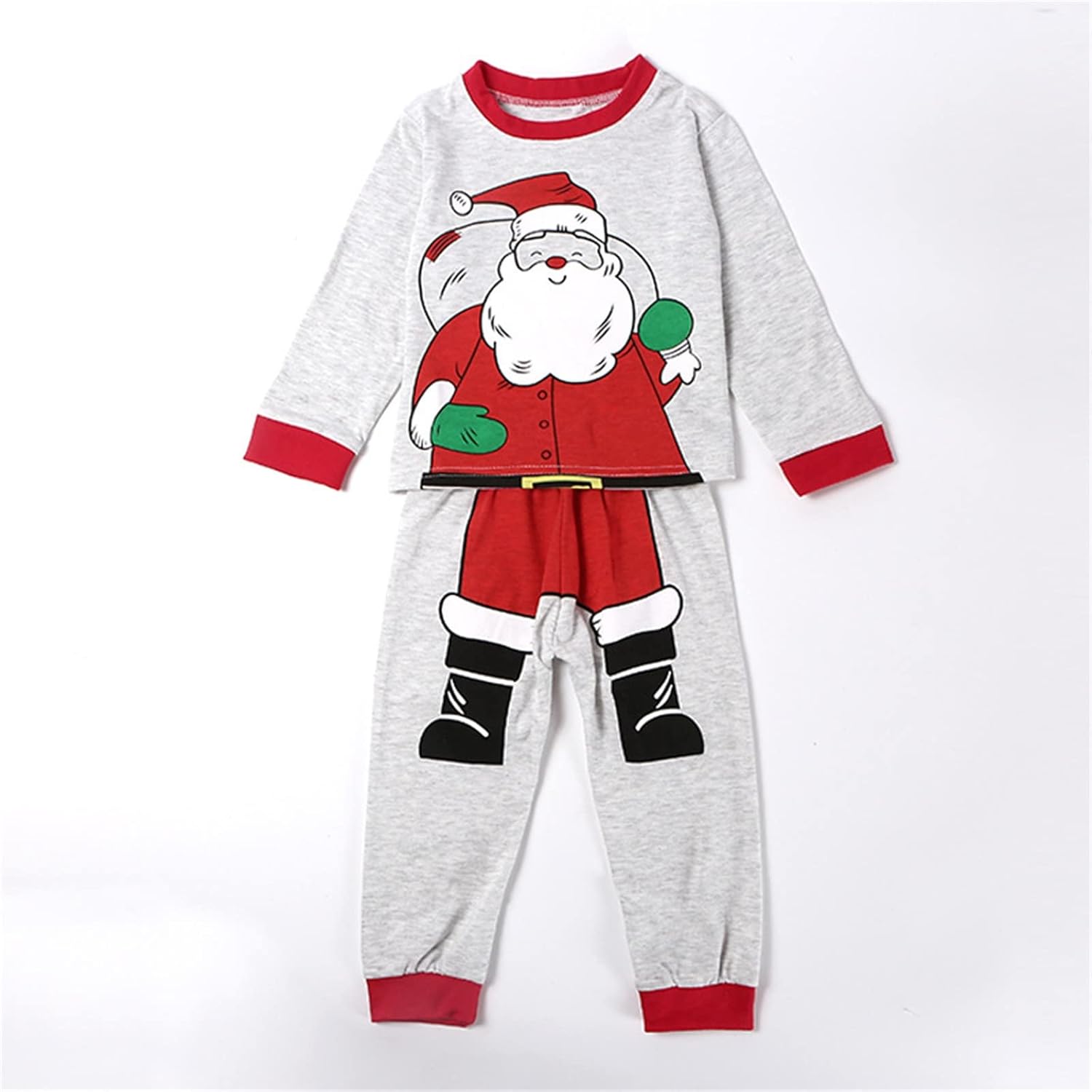 Perfect Christmas Outfit for Boys Girls Cartoon Santa Pullover Long Pants Set