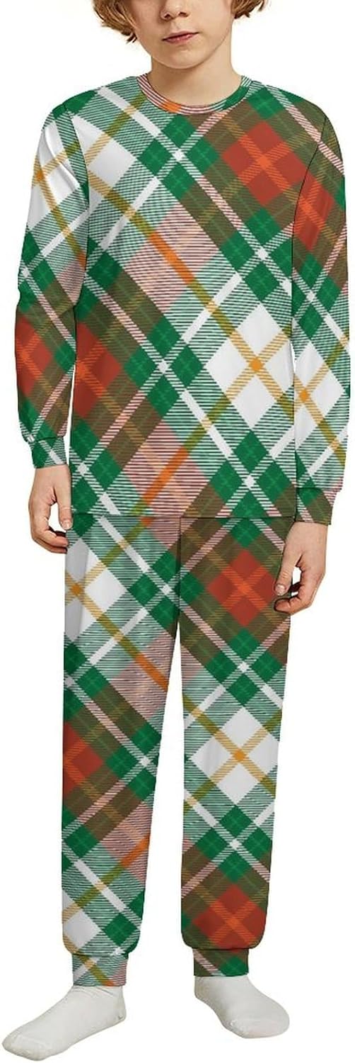 Comfy Kids Sleep Set - Soft Plaid Pants Shirts for Boys Girls