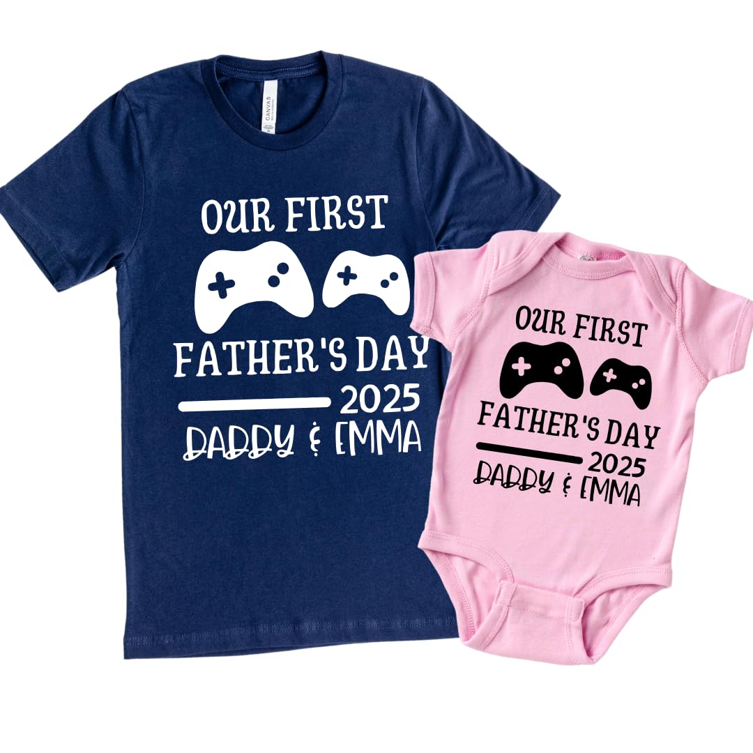 First Fathers Day Matching Shirts for Dad and Baby