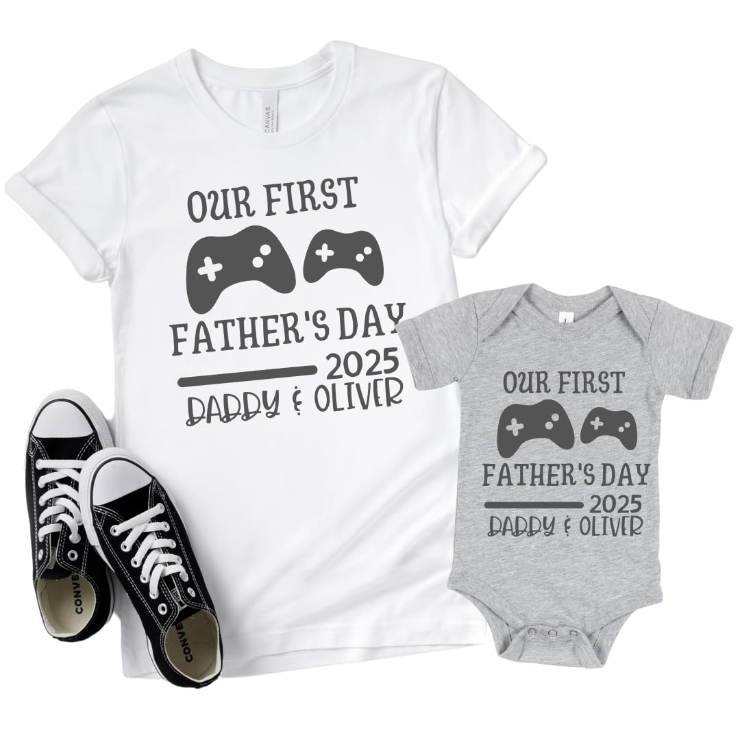First Fathers Day Matching Shirts for Dad and Baby
