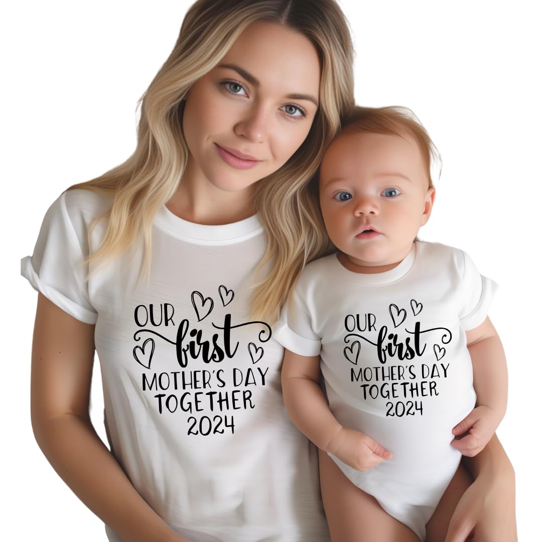 Celebrate Mothers Day Matching Bodysuits for Mom Baby