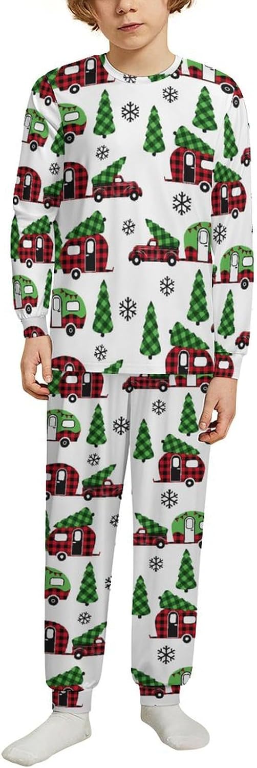MEIKKOKids Winter Pajama Set Red Snowflakes