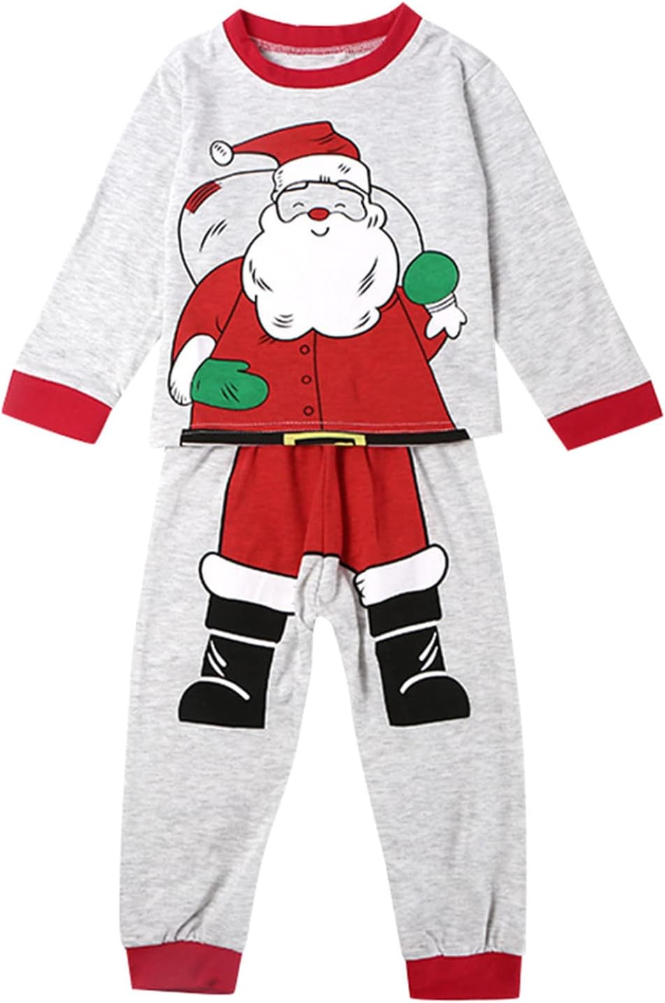 Perfect Christmas Outfit for Boys Girls Cartoon Santa Pullover Long Pants Set