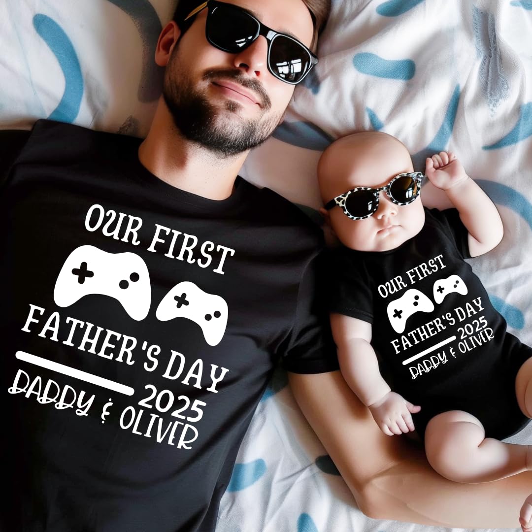 First Fathers Day Matching Shirts for Dad and Baby