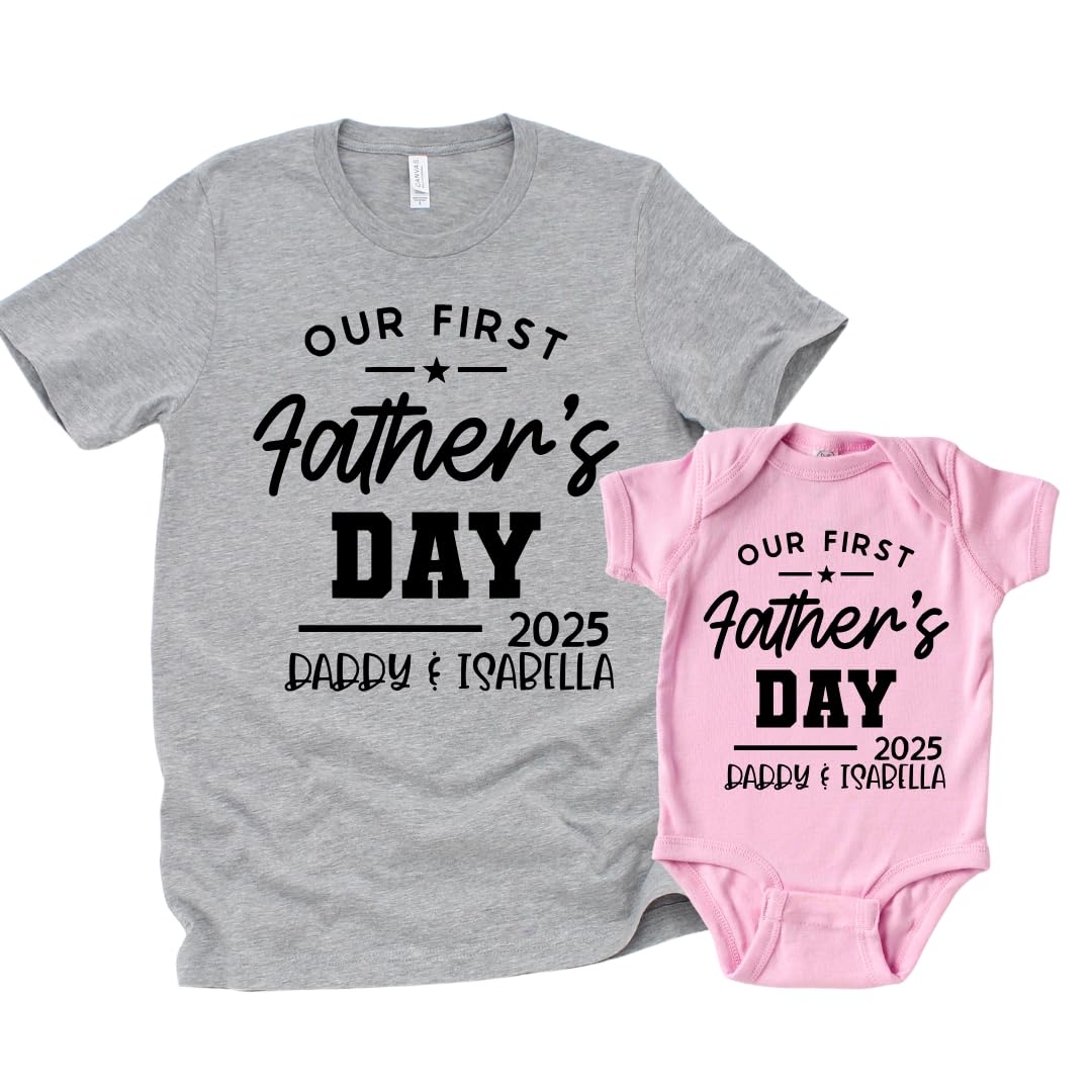 Personalized First Fathers Day Shirts for Dad Baby