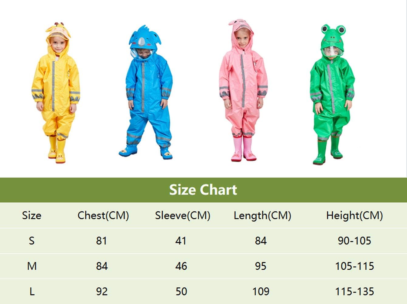 Durable Fun Rainsuit for Kids Waterproof Reflective Outdoor Rain Coat
