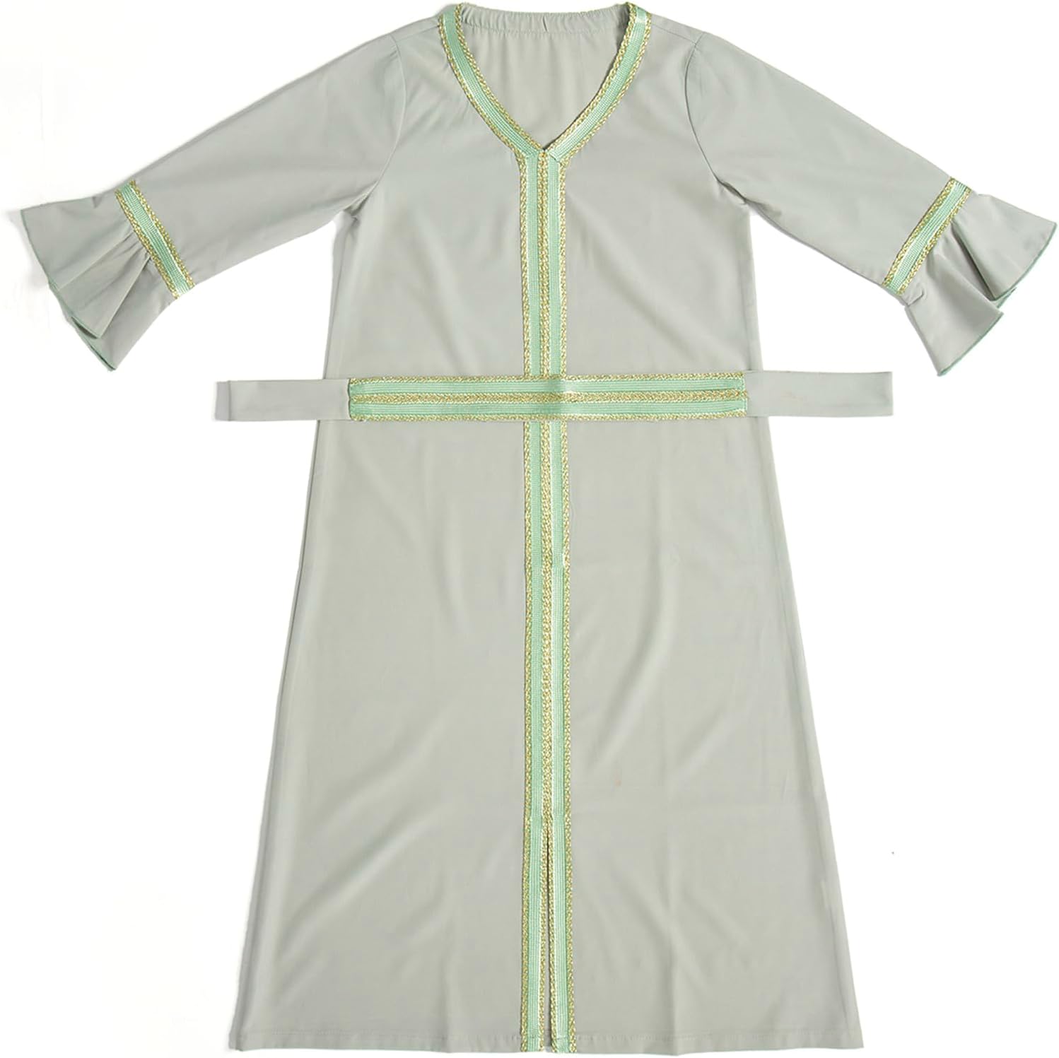 Kids Girls Long Sleeve Abaya Dress for Muslim Birthday
